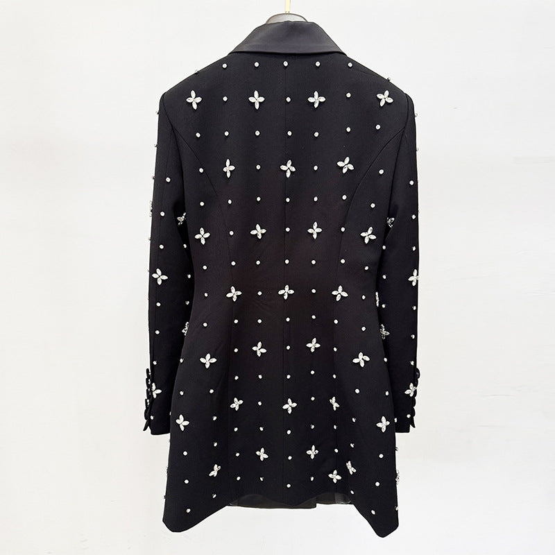 Beaded Blazer Dress Elegant Street Style