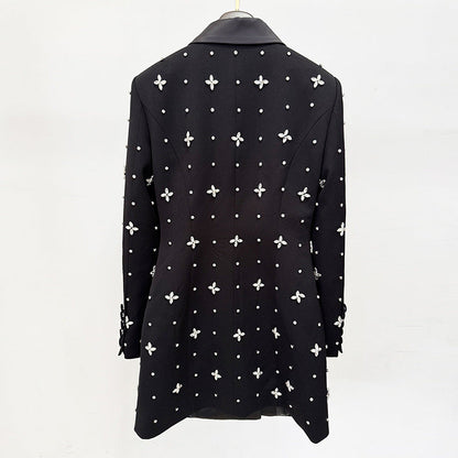 Beaded Blazer Dress Elegant Street Style