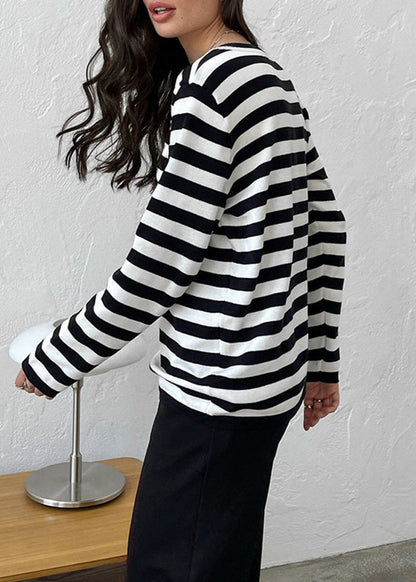 Striped Knit Top Soft Breathable Fabric Classic Style