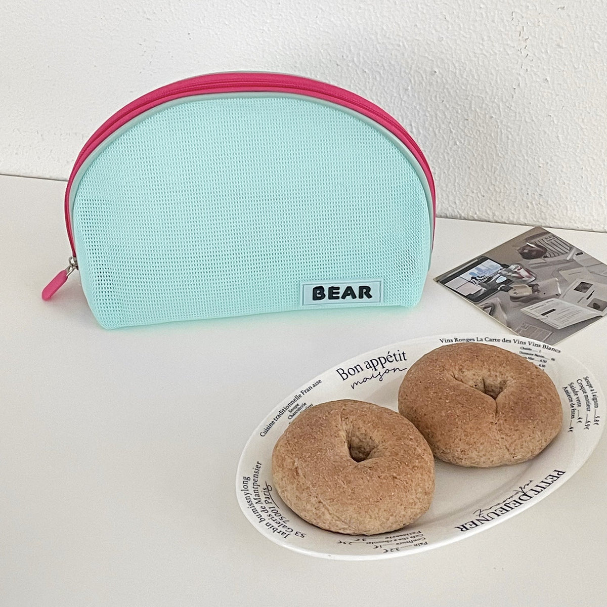 Half Moon Color Block Portable Make Up Bag