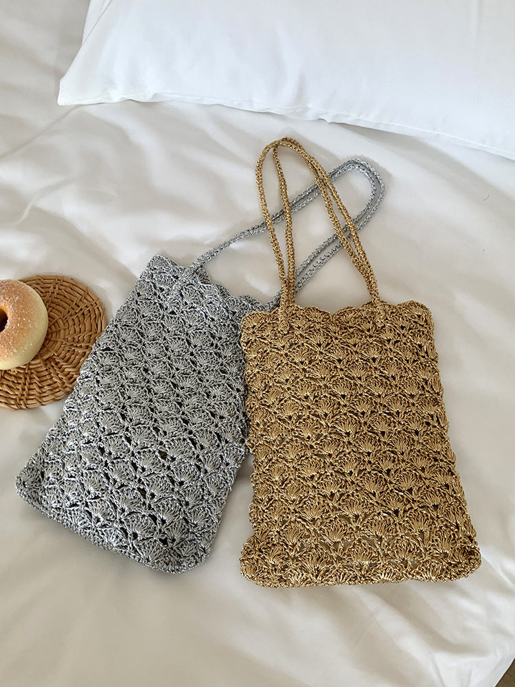 Handwoven Metallic Mini Shoulder Bag Elegant Artisanal Weave