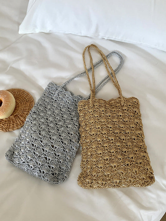 Handwoven Metallic Mini Shoulder Bag Elegant Artisanal Weave