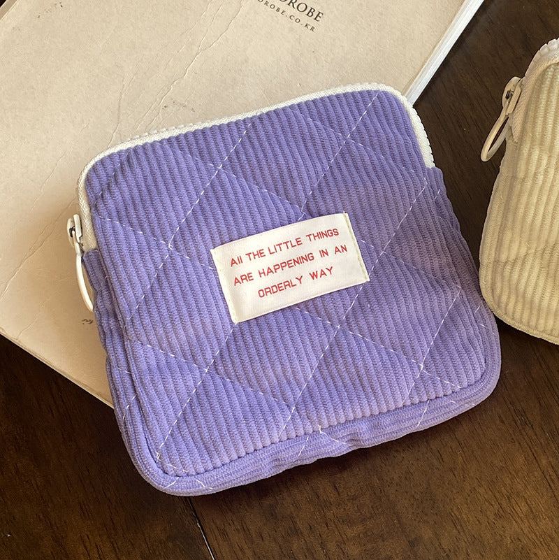 Mini Cute Makeup Bag - Trendy Corduroy Coin Purse