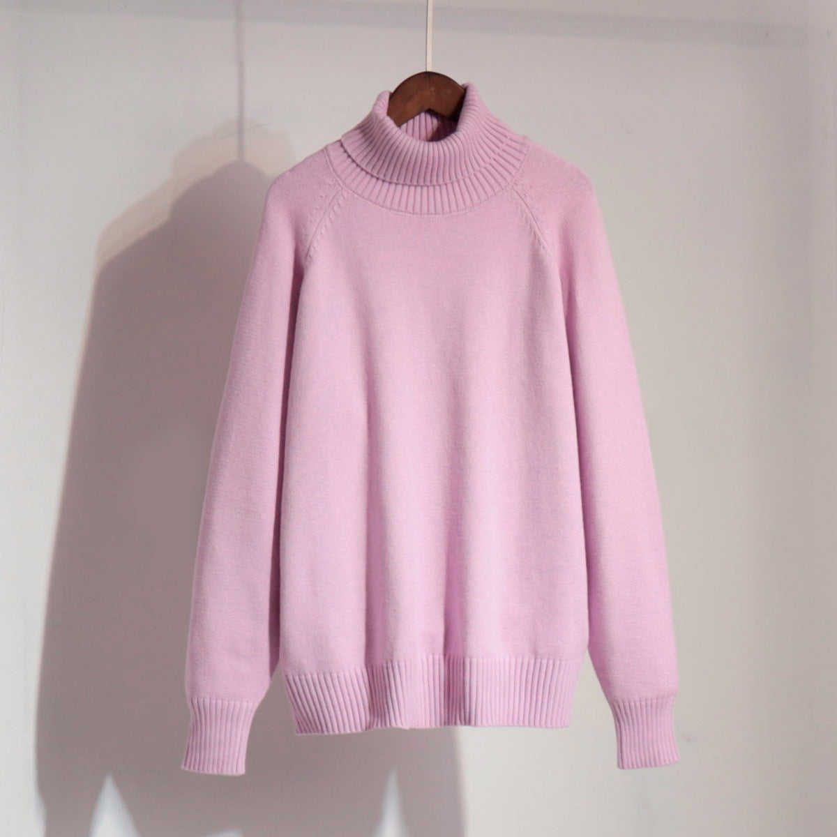 Chic High Neck Sweater Casual Pullover Solid Color
