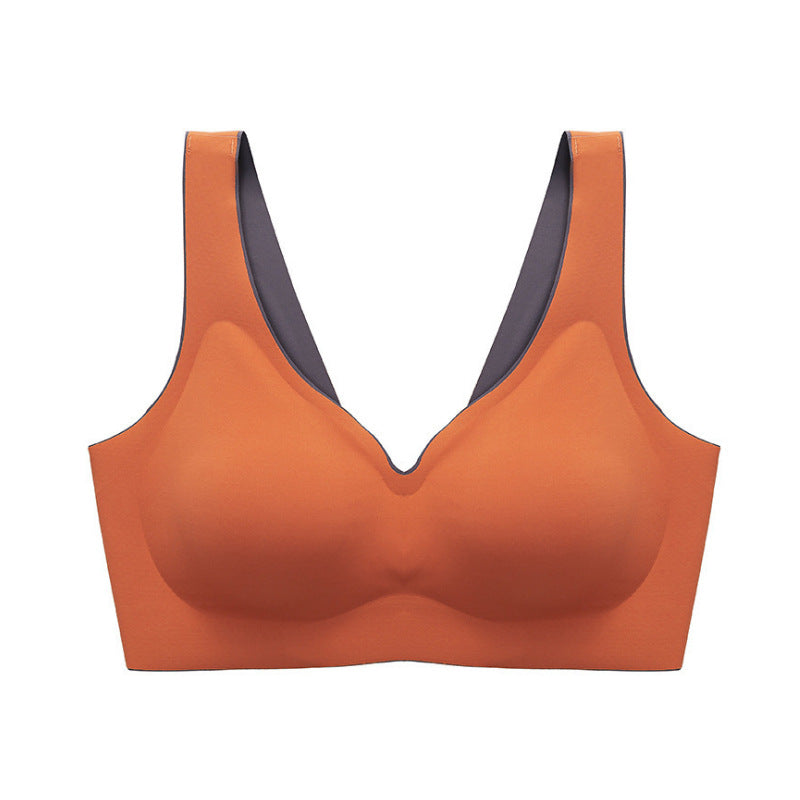 Solid Color Latex Underwear With One-Piece Contrasting Color And Beautiful Back, No Rims, Comfortable Buckles, Comfortable Vest Bra Women.