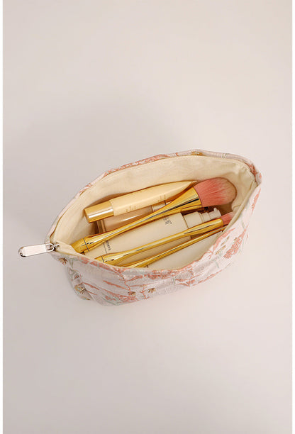 Cute Flower Textured Embroidery Makeup Bag