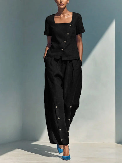 Tailored Linen Two-Piece Set