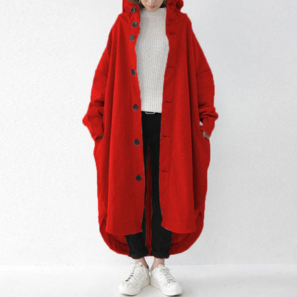 New Autumn And Winter Women'S Windbreaker Jacket, Women'S Hooded Mid Length Jacket