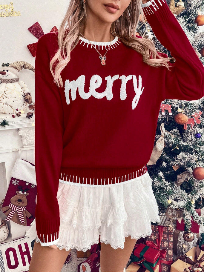 Casual Round Neck Knit Christmas Pullover Sweater