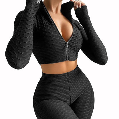 Women'S Yoga Clothes Fashion Solid Long-Sleeved Casual Sports Suit Women