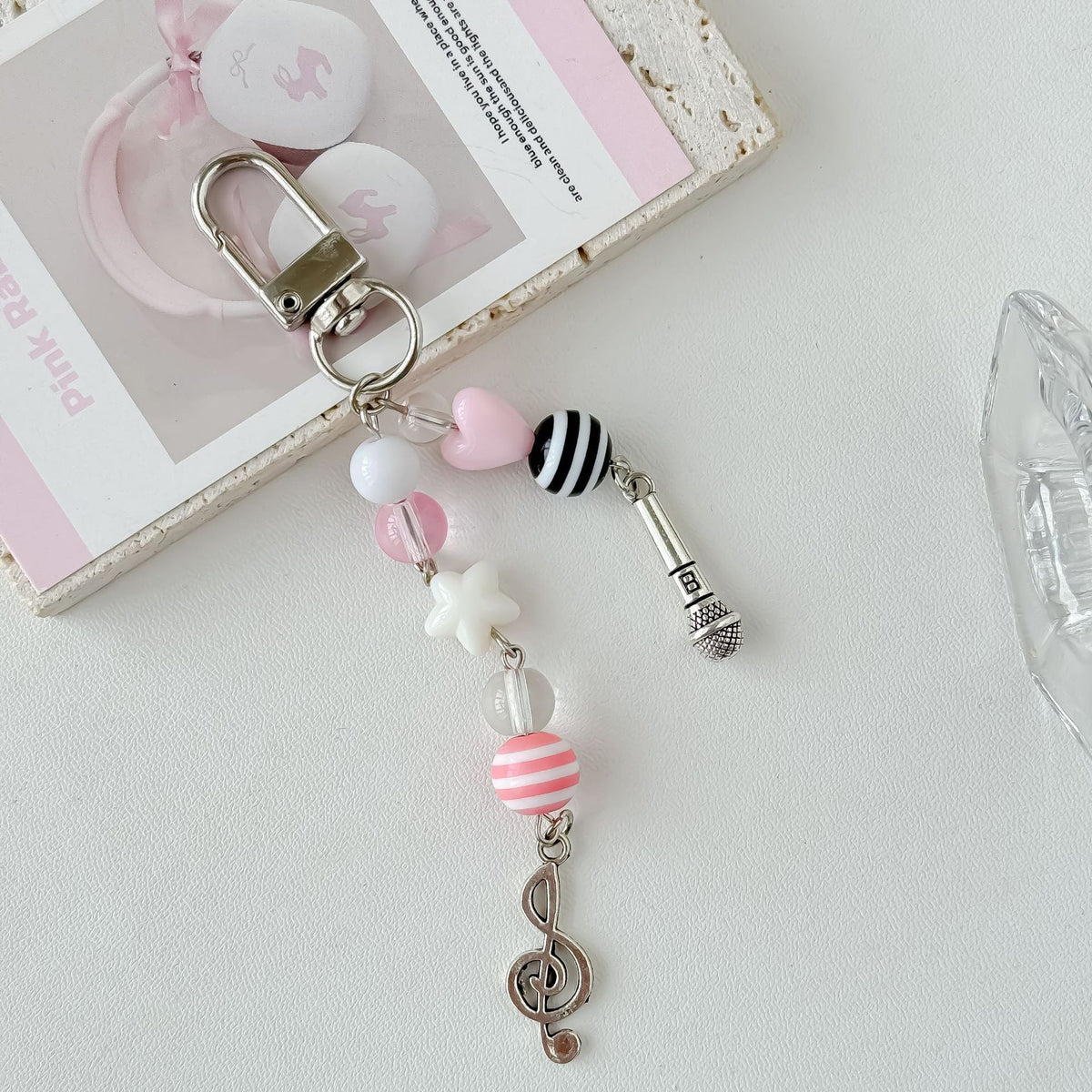 Cute Pink Violin Keychain Bag Charms