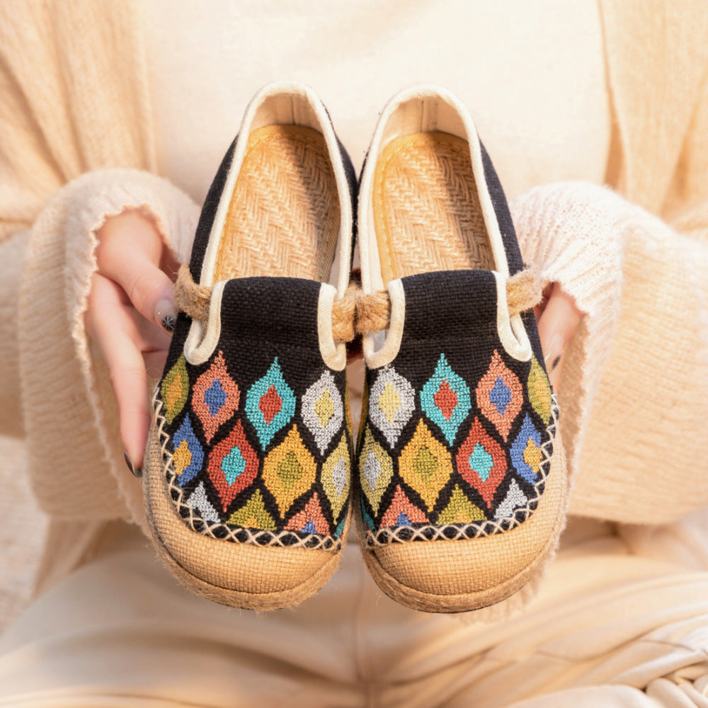 Cross Stitch Colorful Peacock Pattern/Different Footwear Spring Linen Shoes