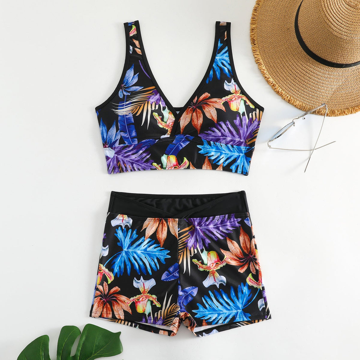 New Swimsuit Printing V-Shaped Ladies Split Bikini