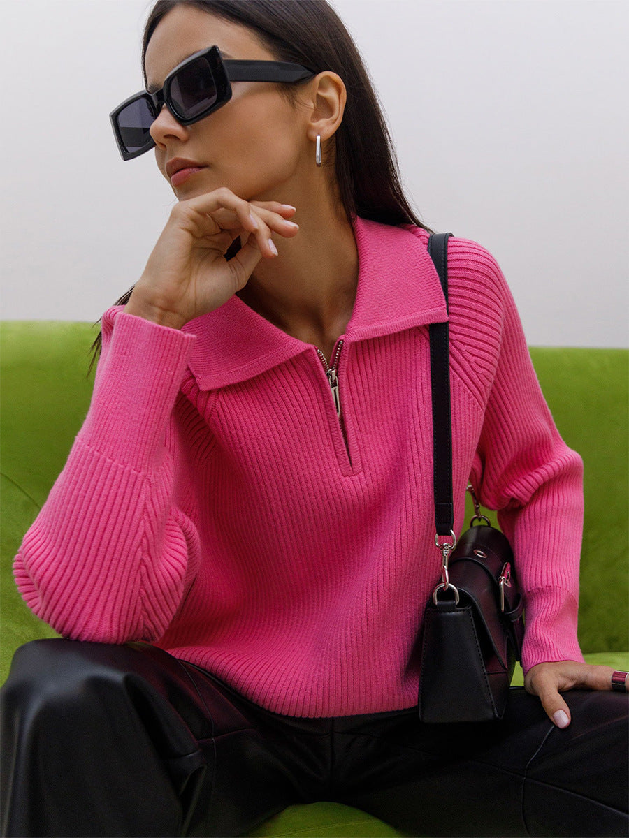 Trendy Casual Polo Neck Knitted Sweater