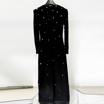 Elegant Long Sleeve A-Line Maxi Dress