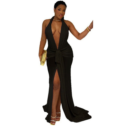 Trendy Casual Solid Color Sleeveless Backless Maxi Dress