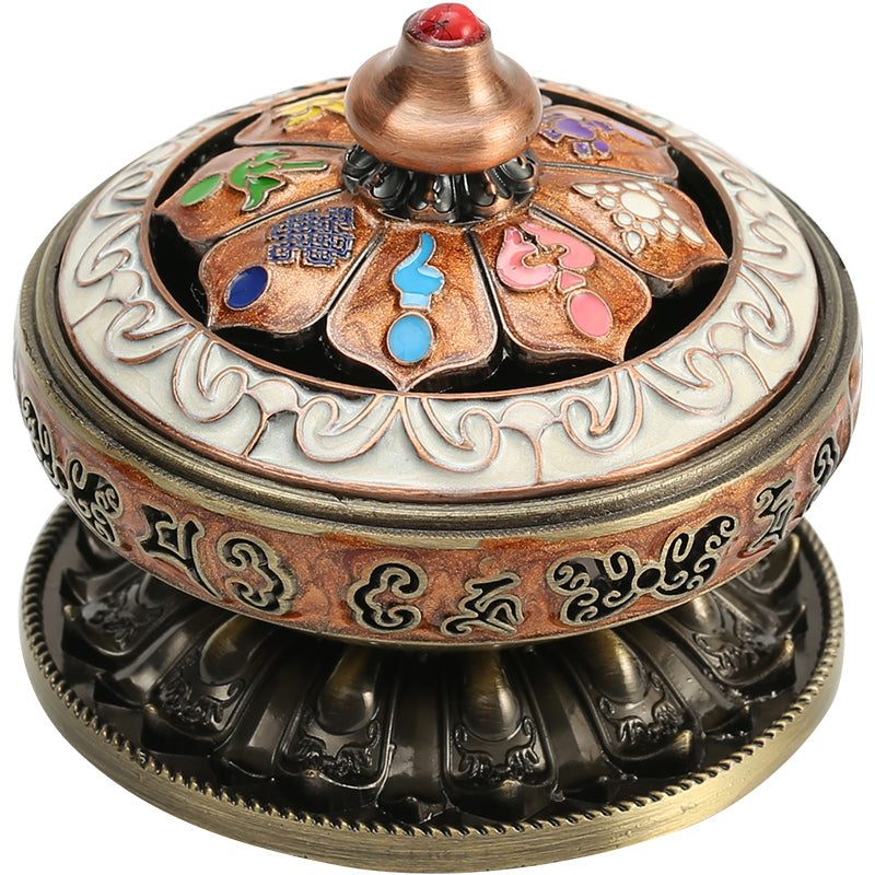 Alloy Plate Incense Burner Household Tibetan Eight Treasures Eight Auspicious Sandalwood Incense Burner Nepal Tea Ceremony Ornaments