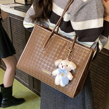 Large Capacity Houndstooth Tote Bag For Women Casual Stylish