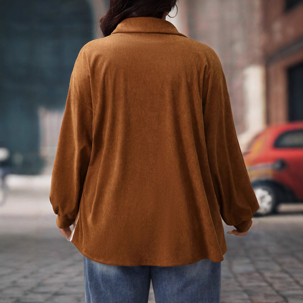 Plus Size Long Sleeve Plaid Jacket Comfortable Casual Outerwear