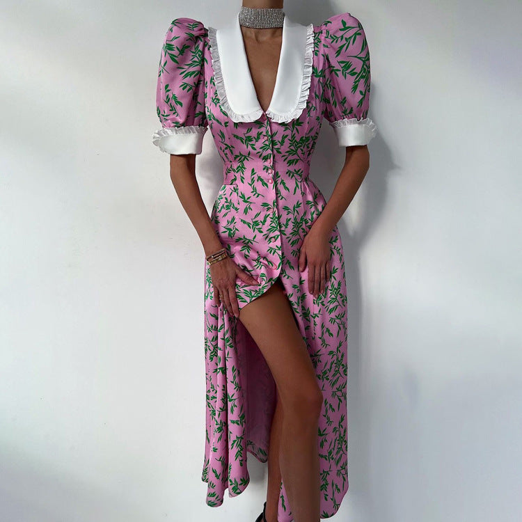 French Style Elegant Maxi Dress With Doll Collar
