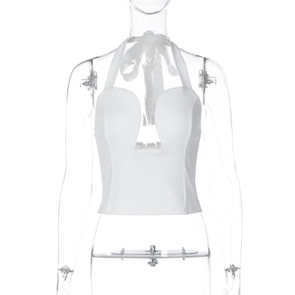Trendy Hollow Out Corset Style Crop Top