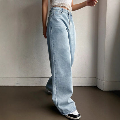 Loose Embroidered Pocket Straight Leg Jeans