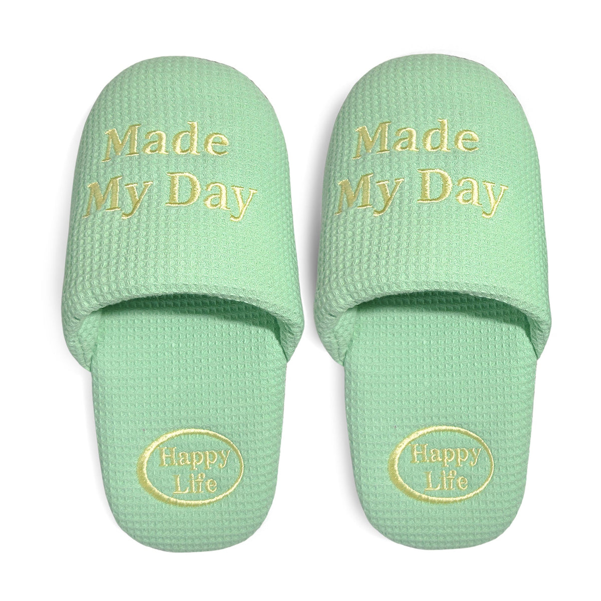 Soft Letter Embroidered Waffle Indoor Slippers