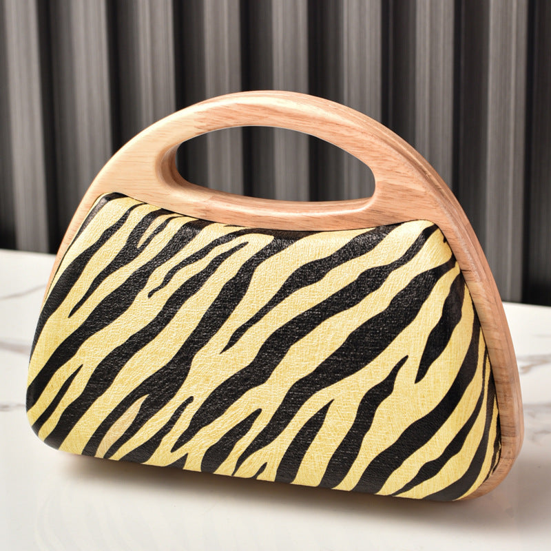 Retro Zebra Print Evening Clutch Bag Stylish Polyester Handbag