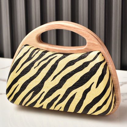 Retro Zebra Print Evening Clutch Bag Stylish Polyester Handbag