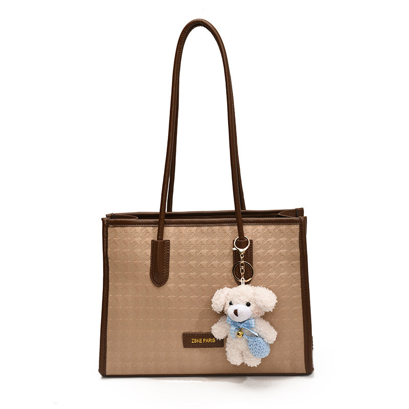 Large Capacity Houndstooth Tote Bag For Women Casual Stylish