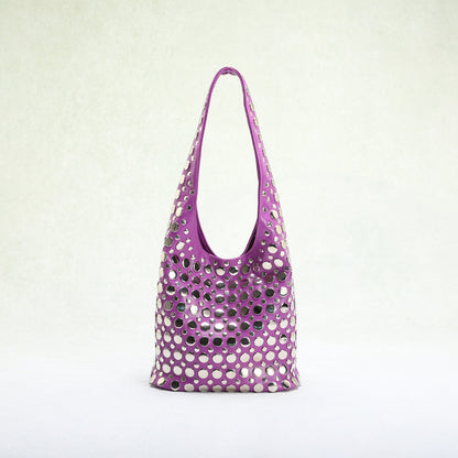 Punk Style Rivet-Embellished Bucket Bag for Women