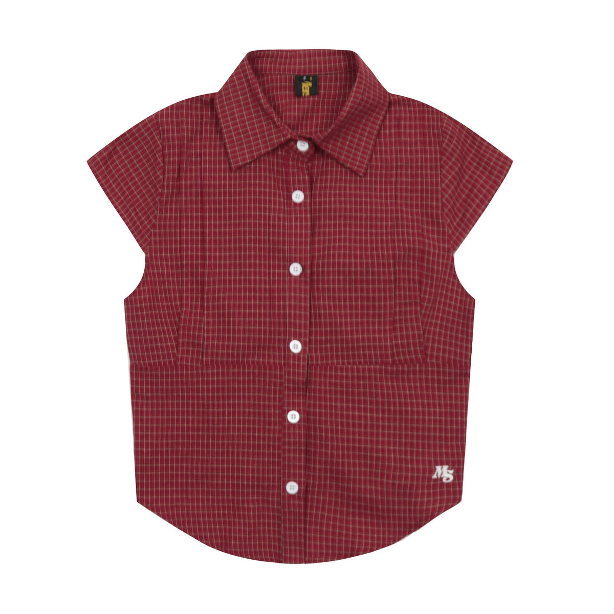 Vintage Lapel Collar Plaid Short Sleeve Top