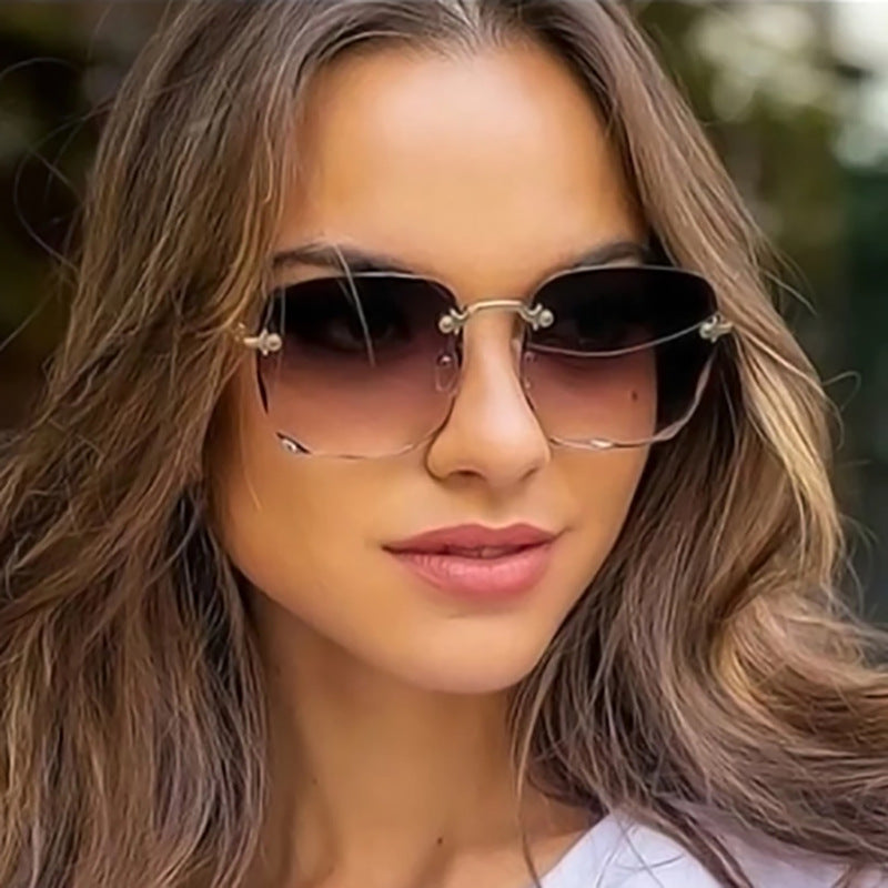 Trendy Fashionable Frameless Sunglasses Pink UV400 Protection