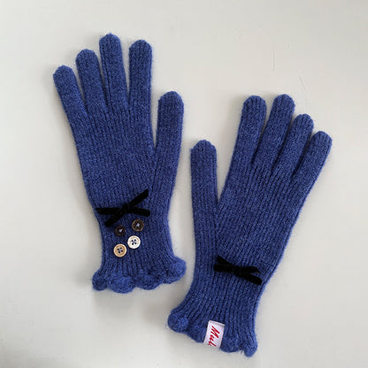 Bow Knot Wool Touchscreen Winter Gloves