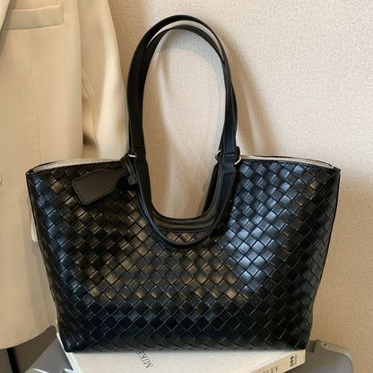 Woven Tote Bag Vintage Style Large Capacity Shoulder Bag