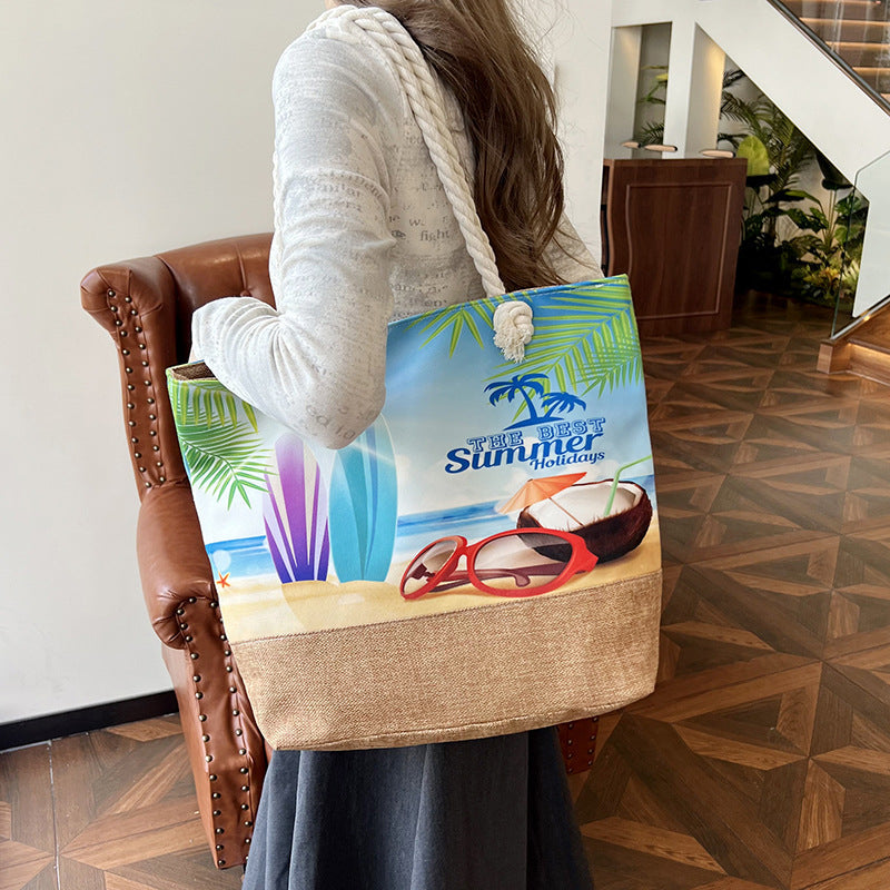 Spacious Beach Tote Bag Fashionable Travel Shoulder Bag