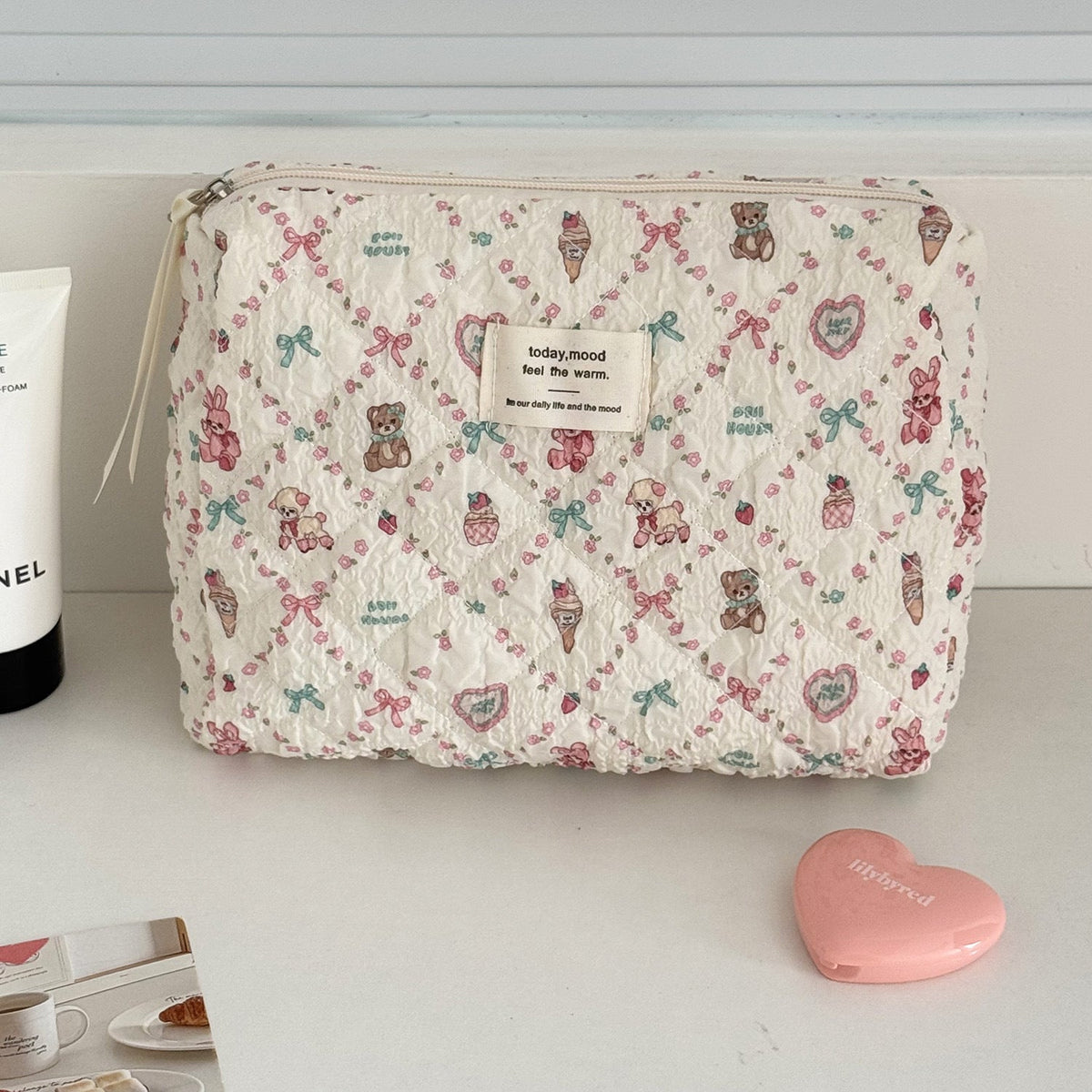 Floral Sheep Makeup Bag Portable Travel Toiletry Organizer