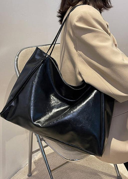 Spacious Faux Leather Tote With Glossy Finish