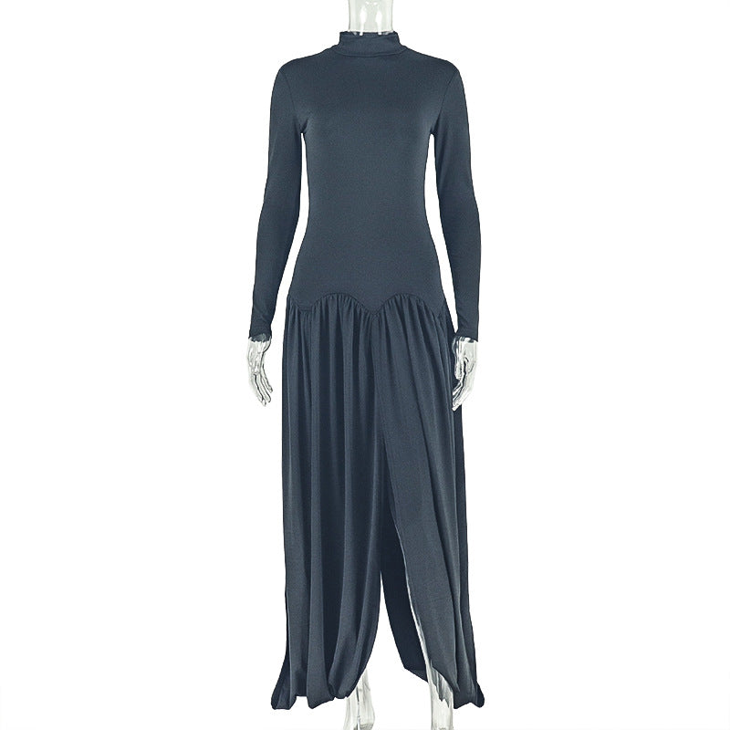 Elegant Solid Color Long Sleeve Bodycon Dress