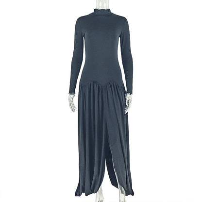 Elegant Solid Color Long Sleeve Bodycon Dress