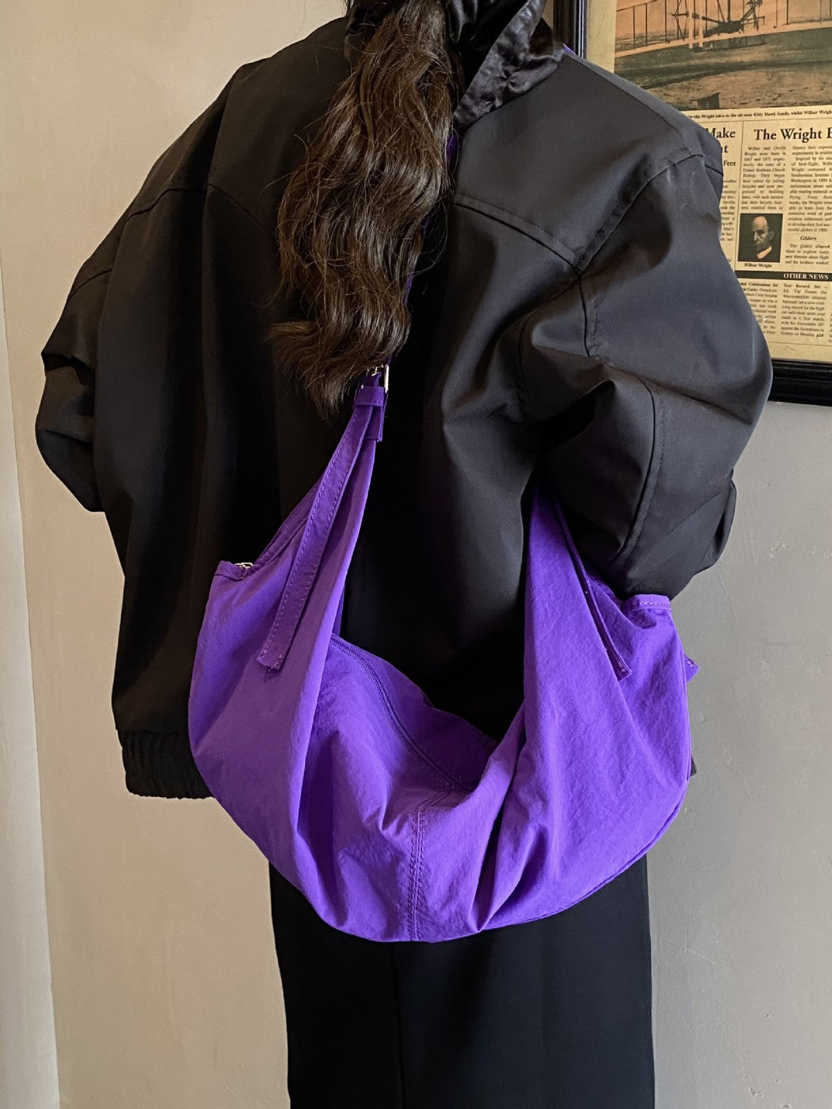 Chic Colorful Wrinkled Crossbody Bag Large Capacity Casual Tote