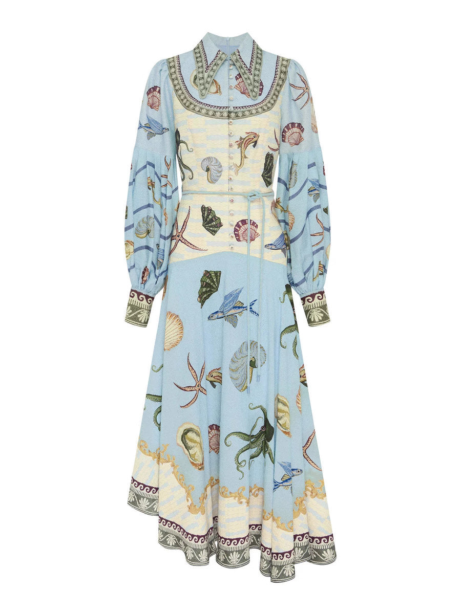 Fashionable Linen Peter Pan Collar Maxi Dress