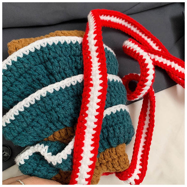 Cute Handmade Crochet Christmas Tree Crossbody Bag