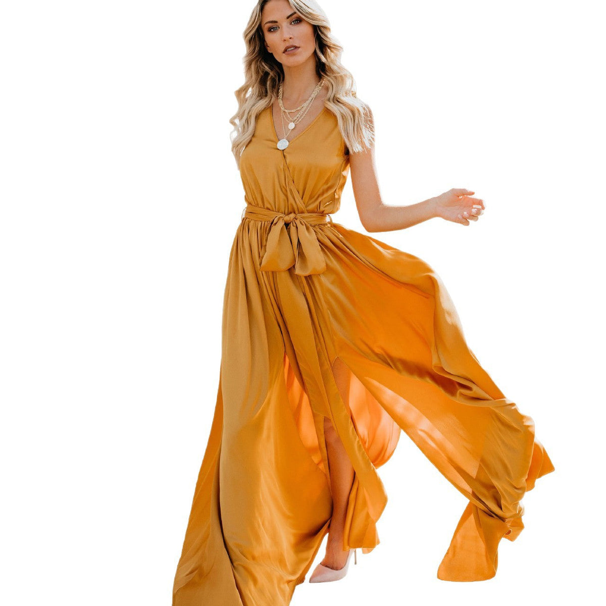 Bohemian V-Neck Sleeveless Maxi Dress