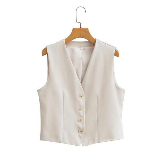Solid Color Split Vest and Pants Sets