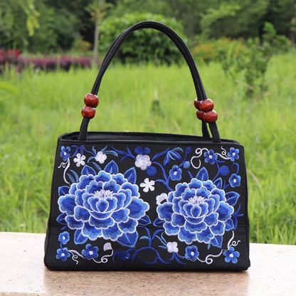 Ethnic Style Bag With Double-Sided Embroidery And Canvas Small Bag For Women'S Double-Layer Handbag Casual Trend Retro