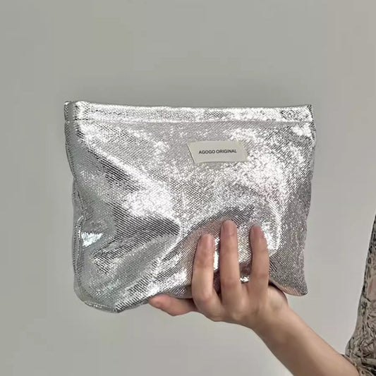Simple Shining Large Capacity Portable Cosmetic Bag