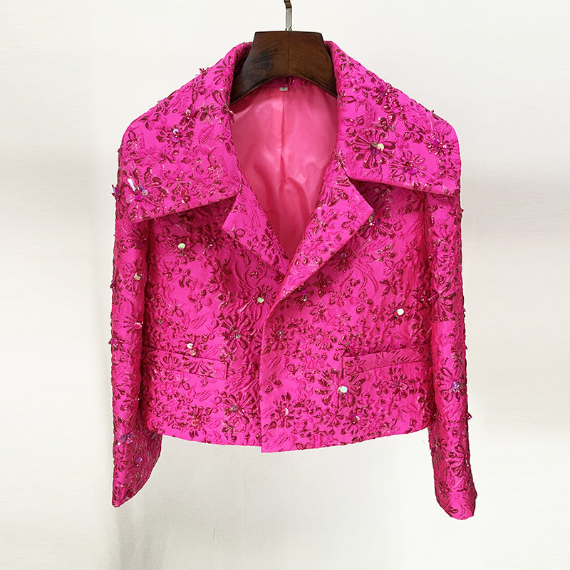 Fashion Pink Casual A-Line Dress With Beaded Embellishments