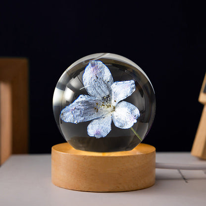 Dandelion Glowing Night Light Crystal Ball Eternal Flower Gift Wooden Birthday Gift For Girl