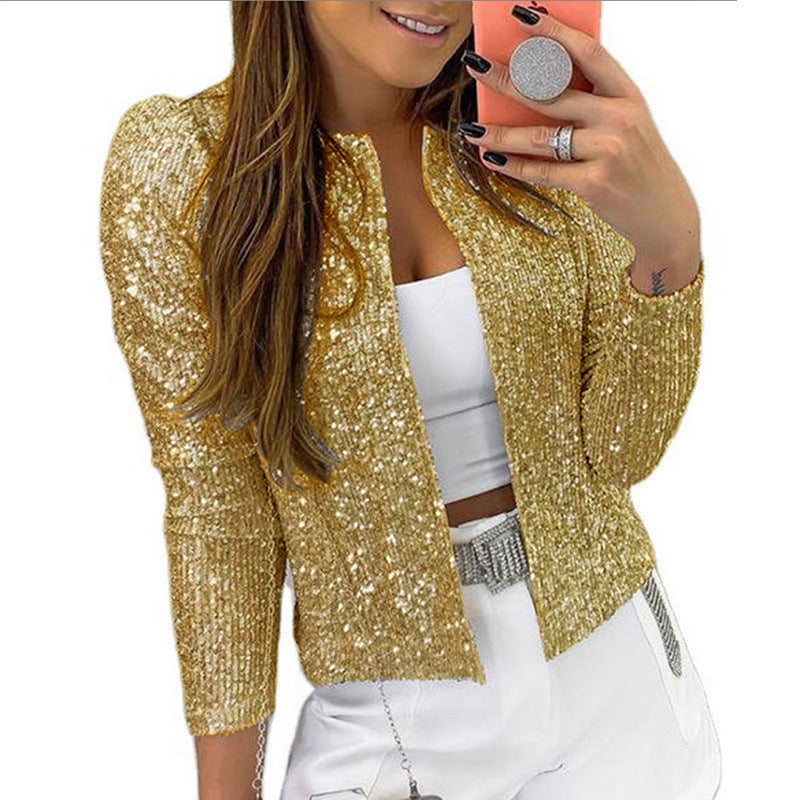 Trendy Casual Sequin Jacket Lightweight Streetwear